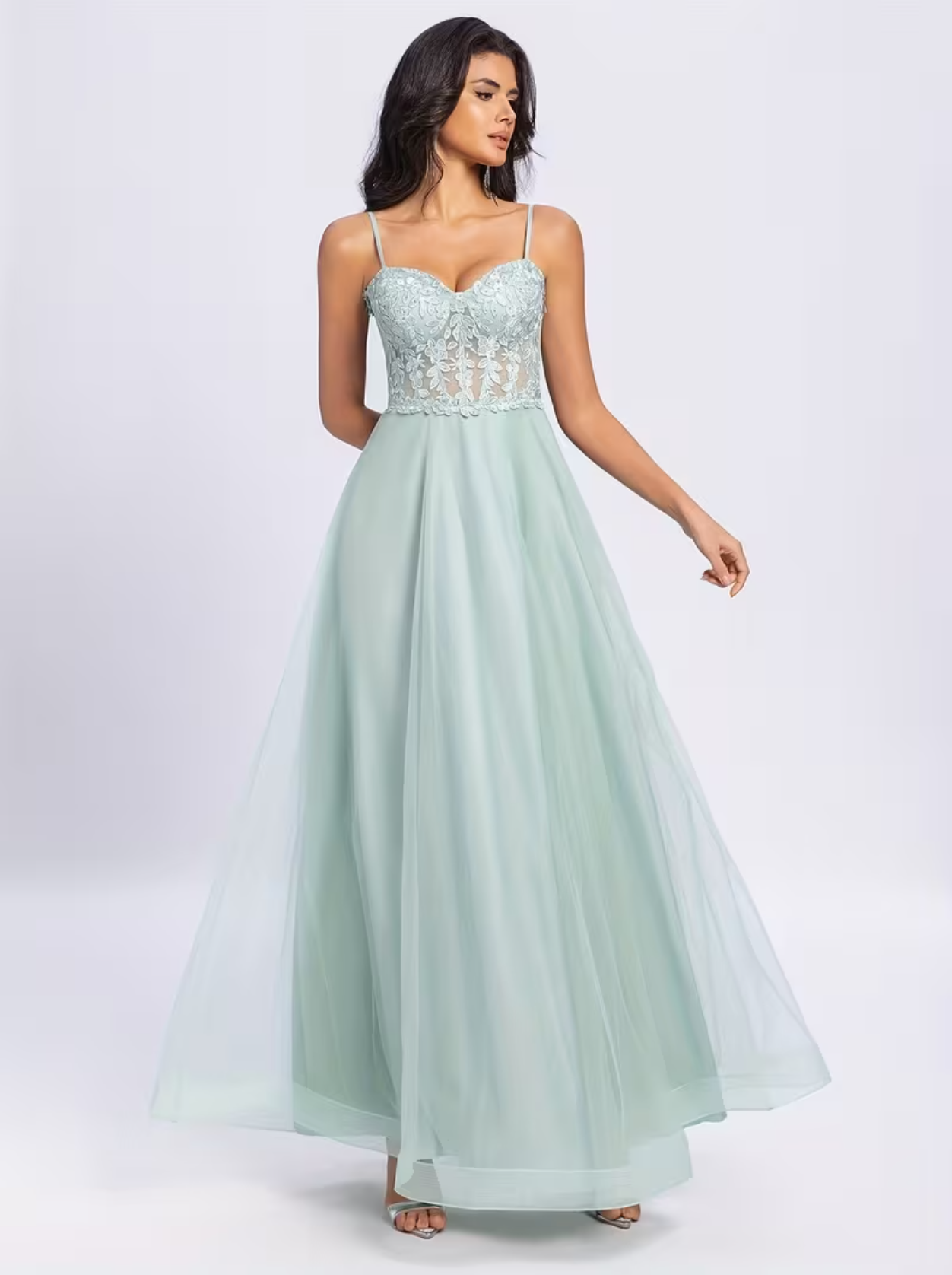Women's Strapless Lace Bodice Tulle Mermaid Cut-Out Evening Gown Evening Gown with High Side Slit Elegant Long Cocktail Dress