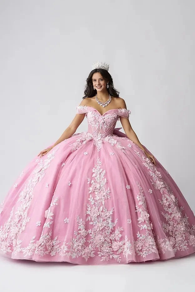 Glitter Ball Gown Sweetheart Off Shoulder Corset Back Floor Length Quinceañera Dress
