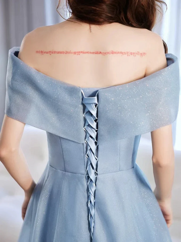 Vestido de gala de corte A estilo princesa con hombros descubiertos, abalorios y tul, vestidos largos formales de fiesta, vestidos largos formales de noche