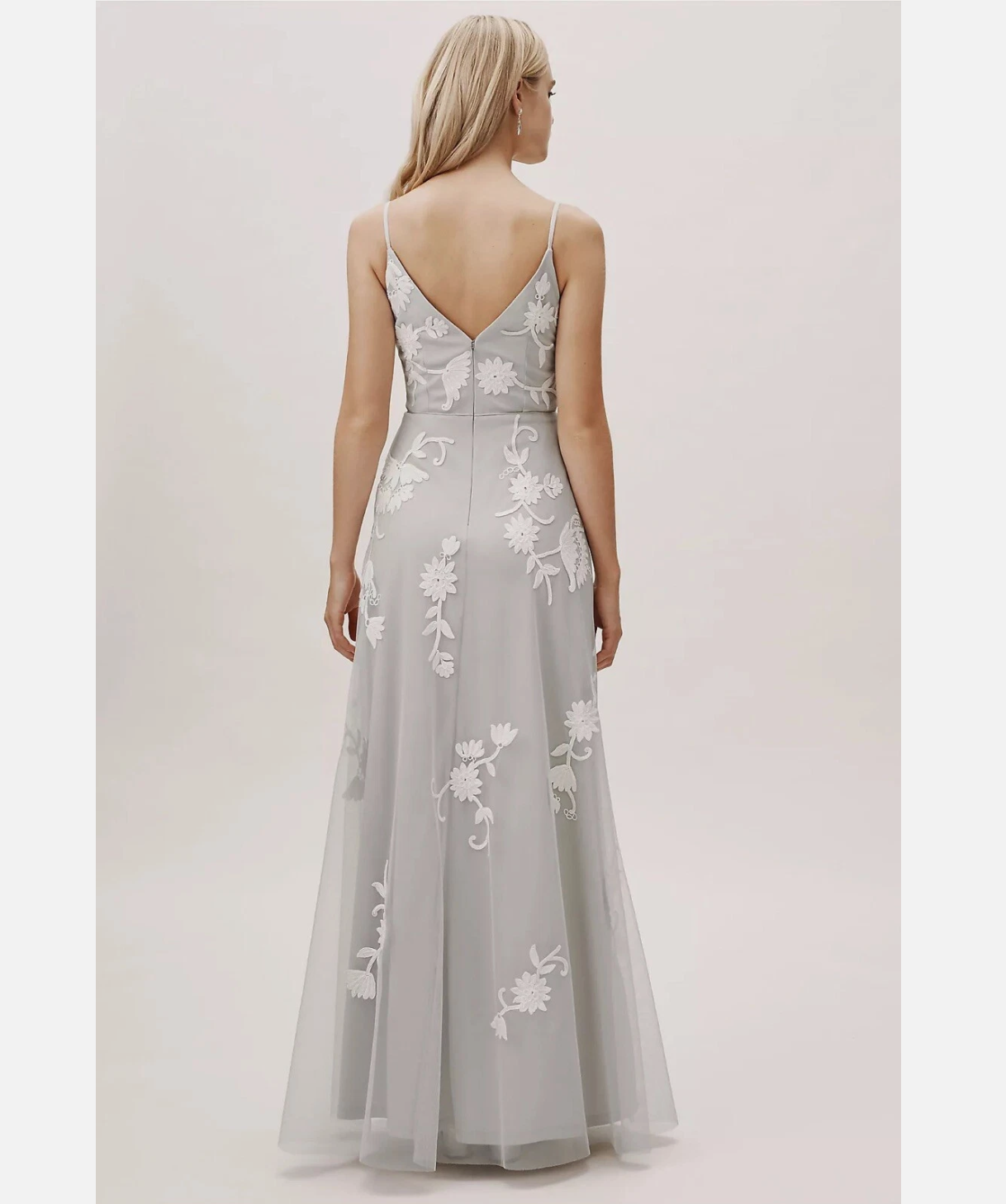 Women's Elegant Sleeveless Floral Embroidered Tulle Maxi Dress A-Line Princess Formal Prom Bridesmaid Dresses