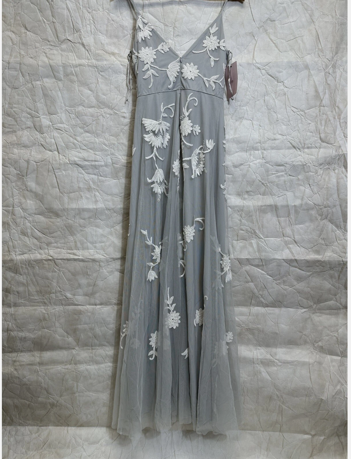 Women's Elegant Sleeveless Floral Embroidered Tulle Maxi Dress A-Line Princess Formal Prom Bridesmaid Dresses