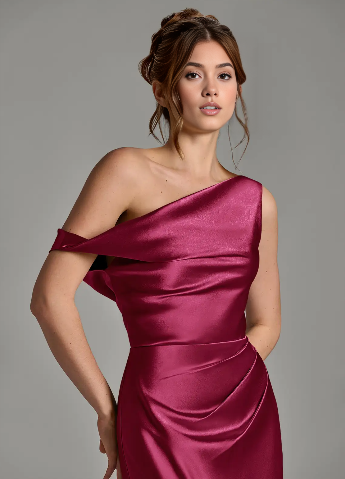 Women's Mermaid Off the Shoulder Metallic Satin Dress Silky Evening Gown for Wedding Formal Party Bridesmaid Dresses