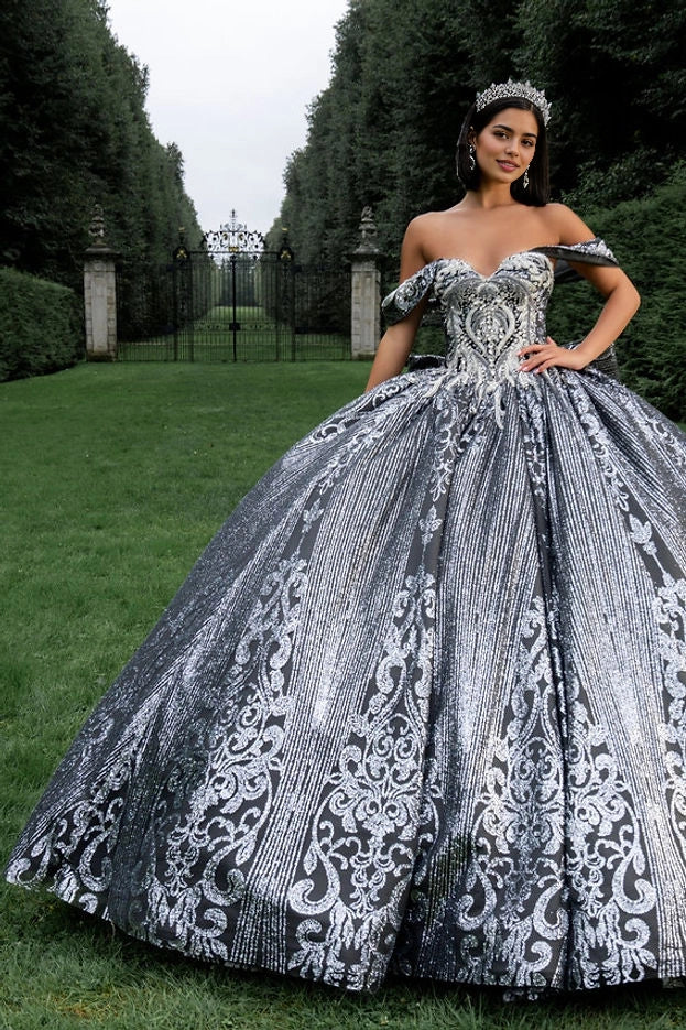 Ombre Ball Gown Sweetheart Off Shoulder Corset Back Train Quinceañera Dress