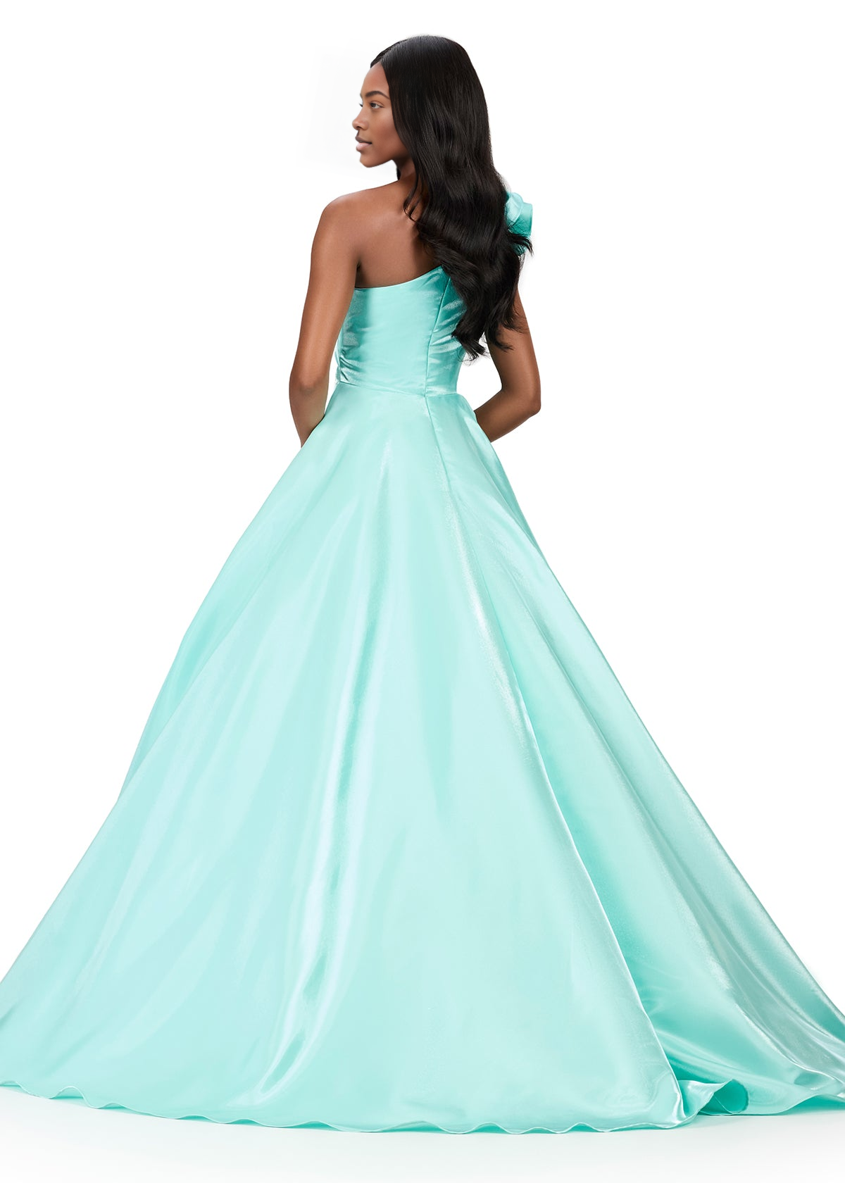 Vestido de Noche Elegante de un Solo Hombro para Mujer con Volantes Dramáticos, Silueta Princesa en Línea A, Vestidos de Fiesta Fluidos