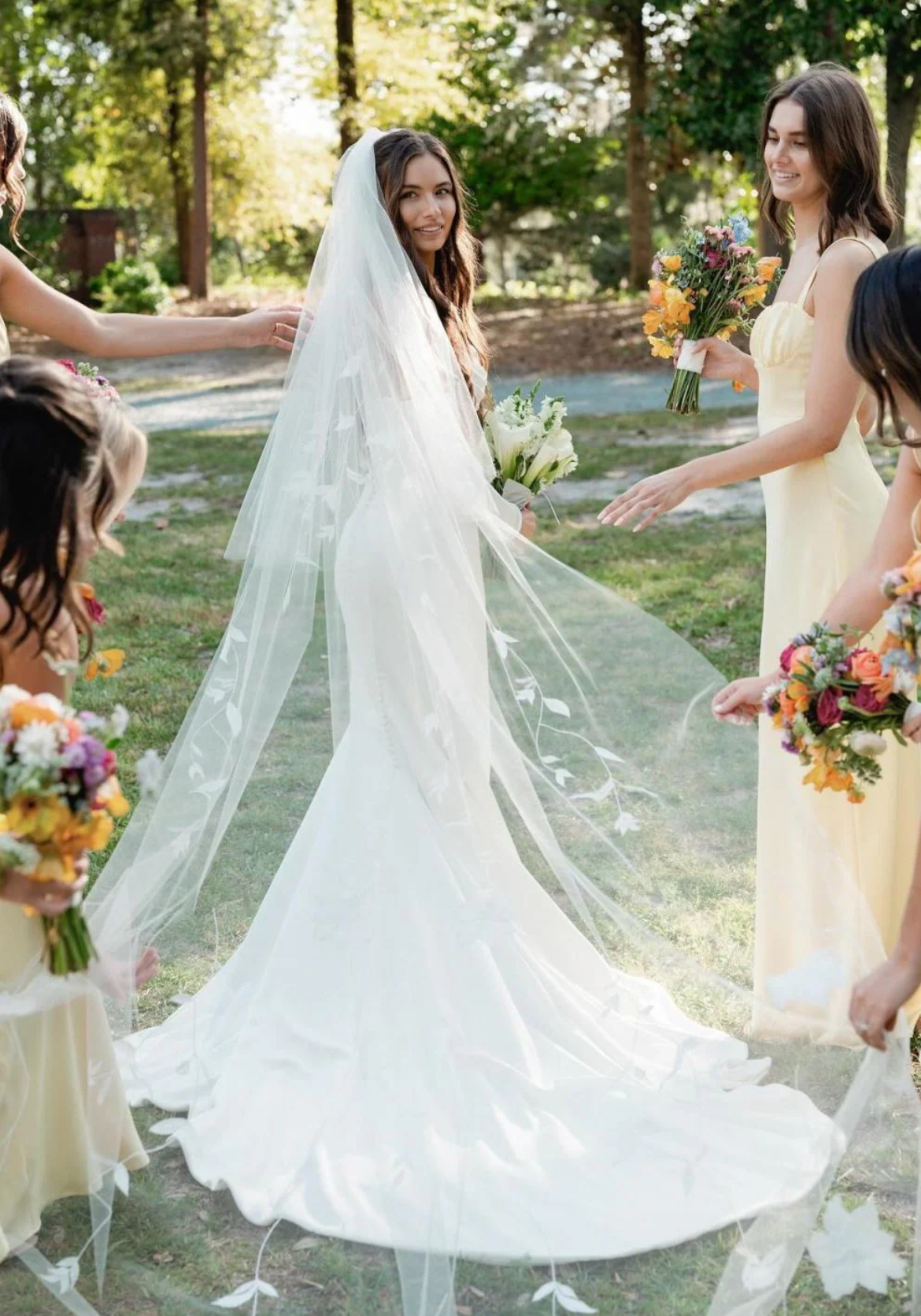 Classic Mermaid Strapless Satin Charmeuse Solid White Bridal Gown Wedding Dress with Sweep Train