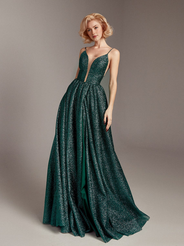 Vestido de noche con lentejuelas, tirantes finos, escote en V profundo, espalda baja, brillante, para fiesta de graduación, estilo A-Line, para gala de noche, fiesta formal