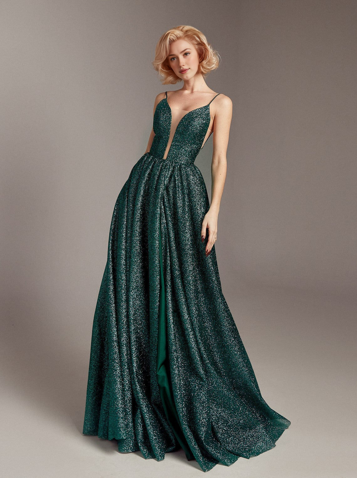 Vestido de noche con lentejuelas, tirantes finos, escote en V profundo, espalda baja, brillante, para fiesta de graduación, estilo A-Line, para gala de noche, fiesta formal