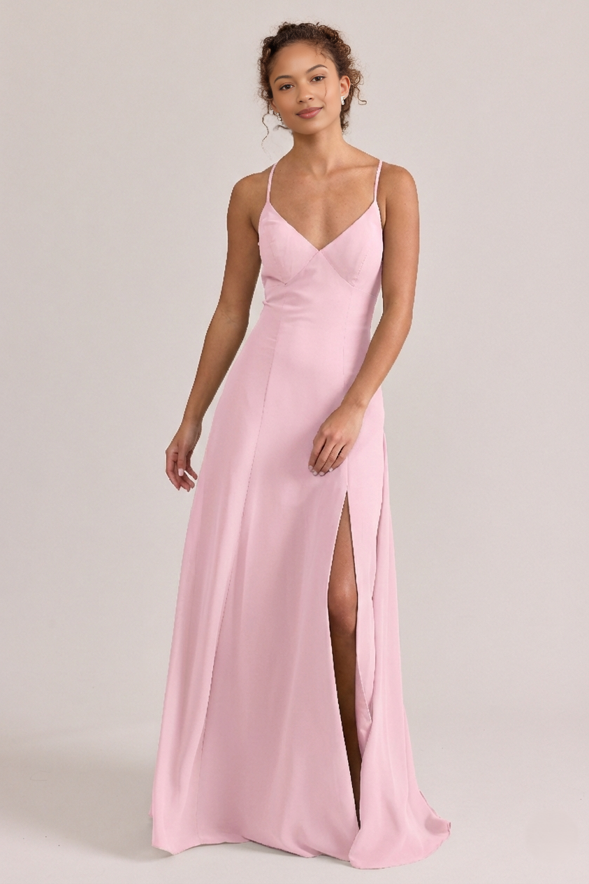 Elegant Crisscross Back Spaghetti Strap Maxi Dress Party Wedding Guest Bridesmaid Dresses With Slit