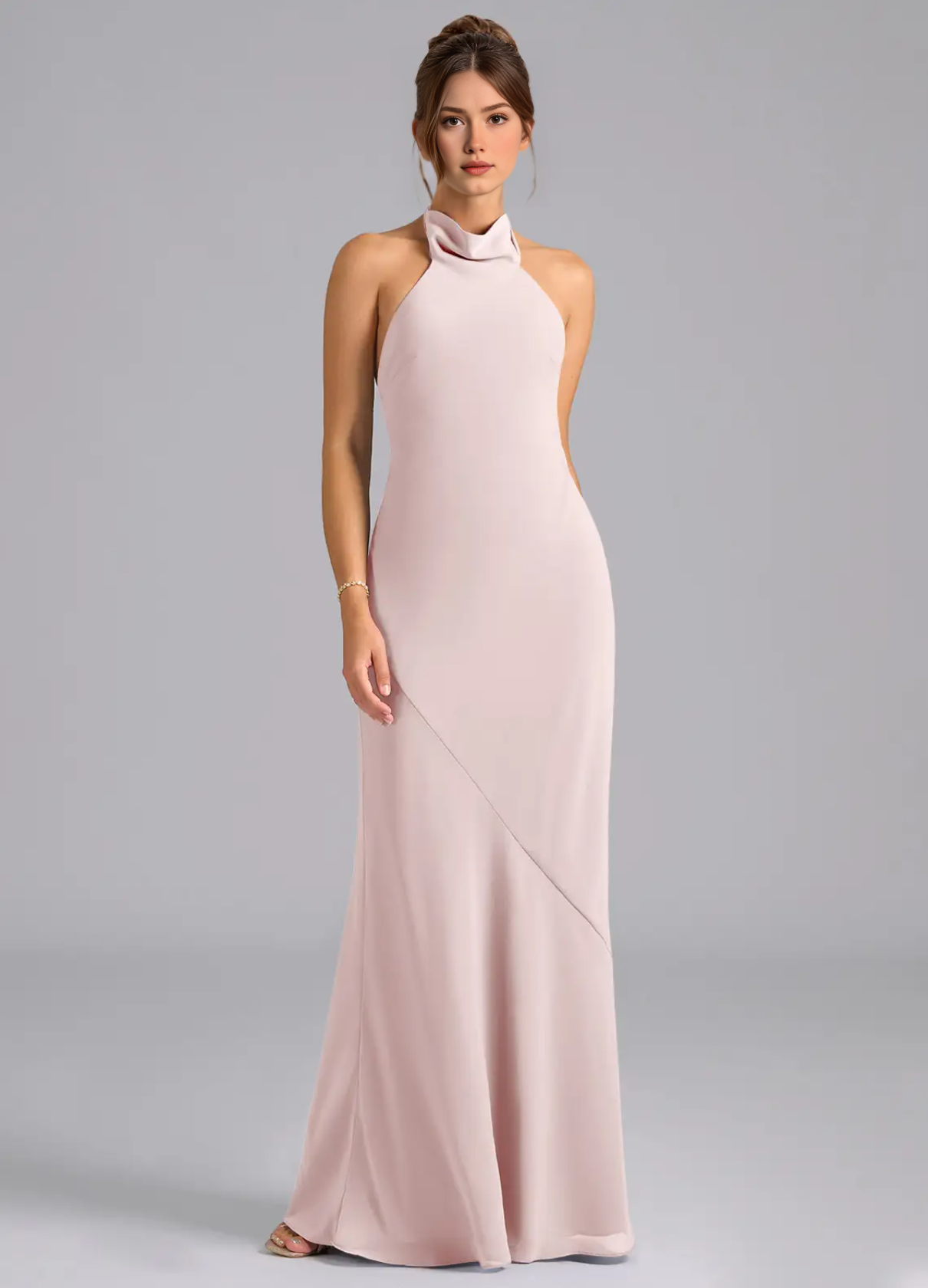 Women's Sheath Mermaid High Neck Chiffon Dress Party Wedding Guest Dresses Bridesmaid Dresses