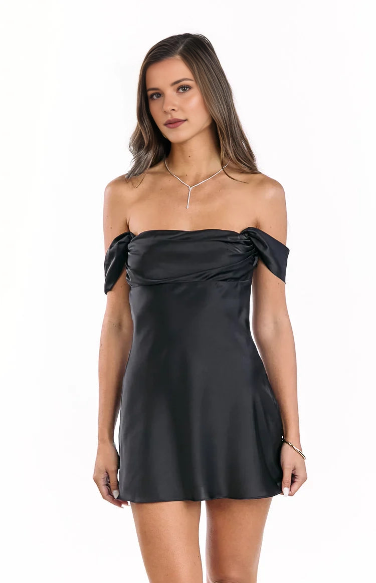 Slip off shoulder strapless plain back mini homecoming dress