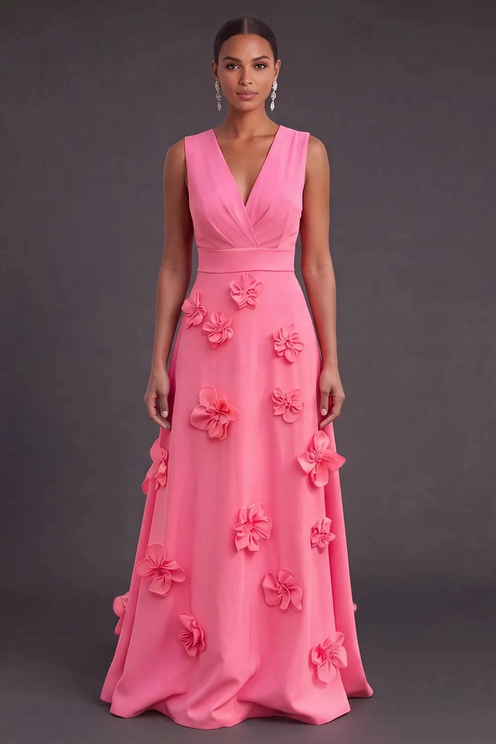 Vibrant A‑Line V‑Neck Sleeveless Zipper‑Back Long Prom Wedding Guest Dress