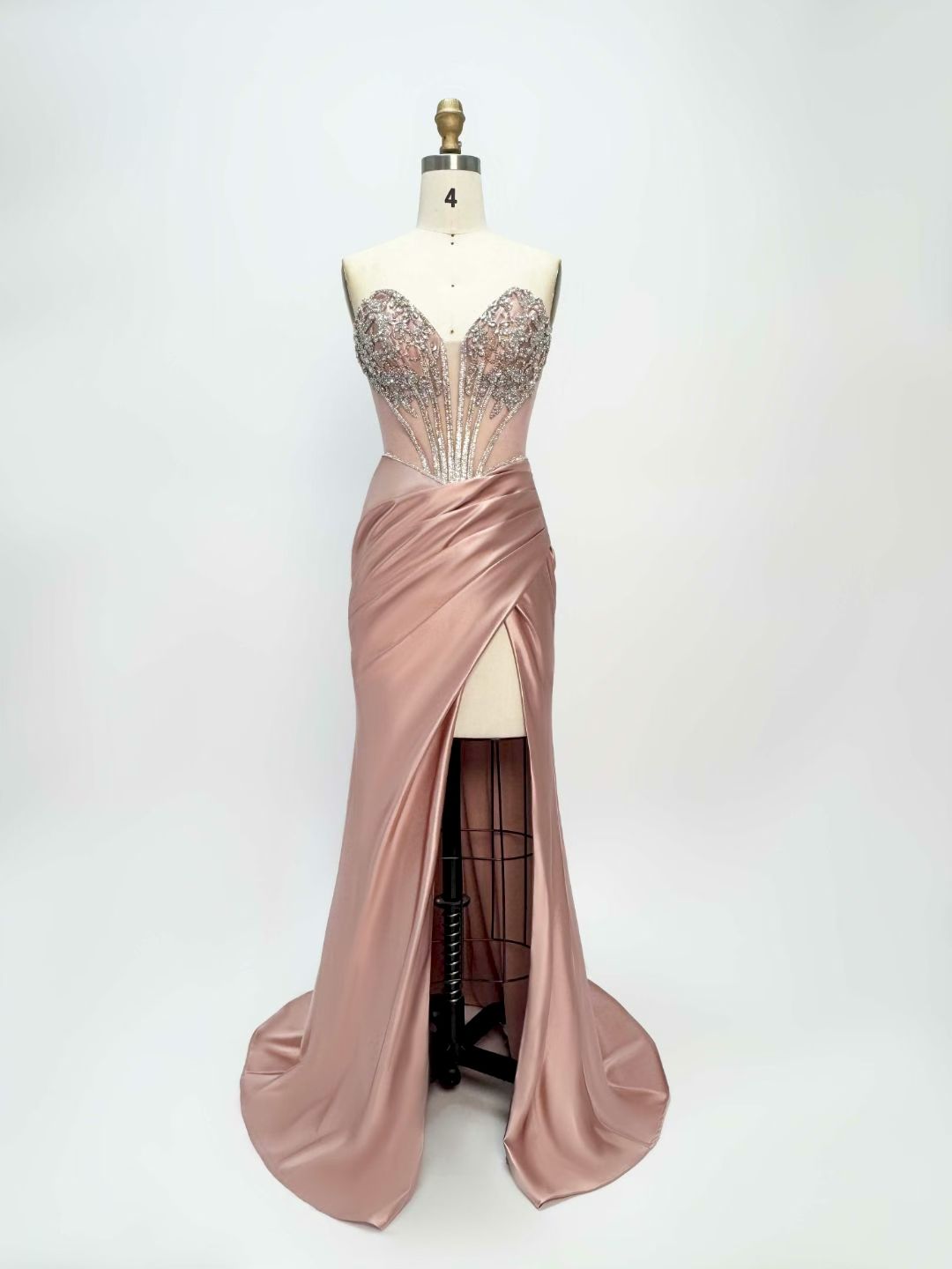Glamorous Mermaid Strapless Sleeveless Zipper Sweep Train Prom Dress