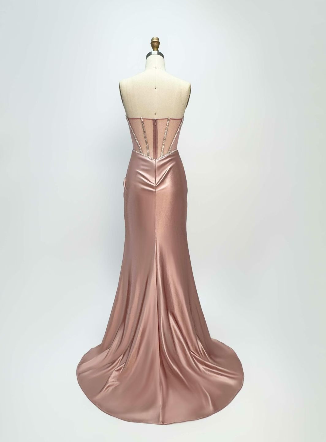 Glamorous Mermaid Strapless Sleeveless Zipper Sweep Train Prom Dress