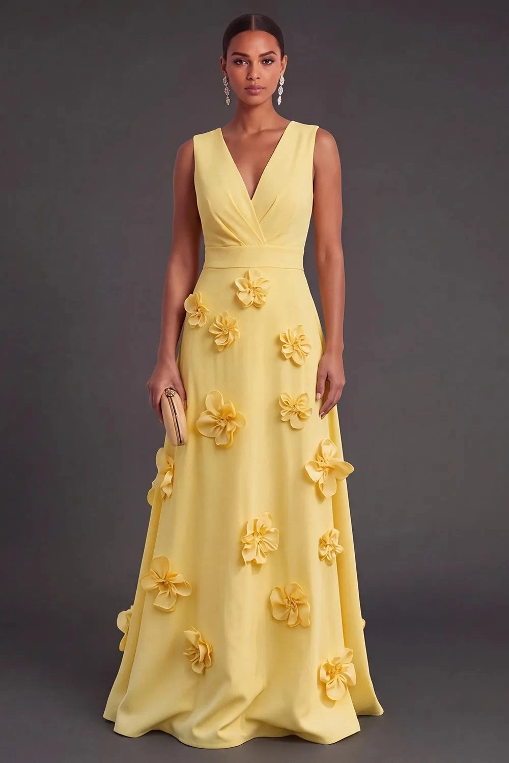 Vibrant A‑Line V‑Neck Sleeveless Zipper‑Back Long Prom Wedding Guest Dress