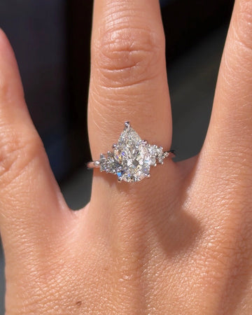 Double Pear Shaped Cluster Engagement Ring with Side Stones