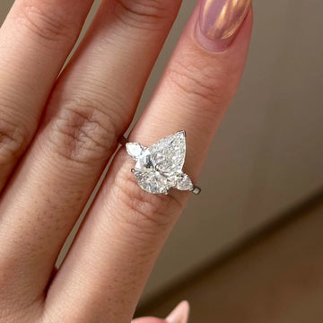 Silver Tone Asymmetrical Multi Stone Cluster Engagement Ring