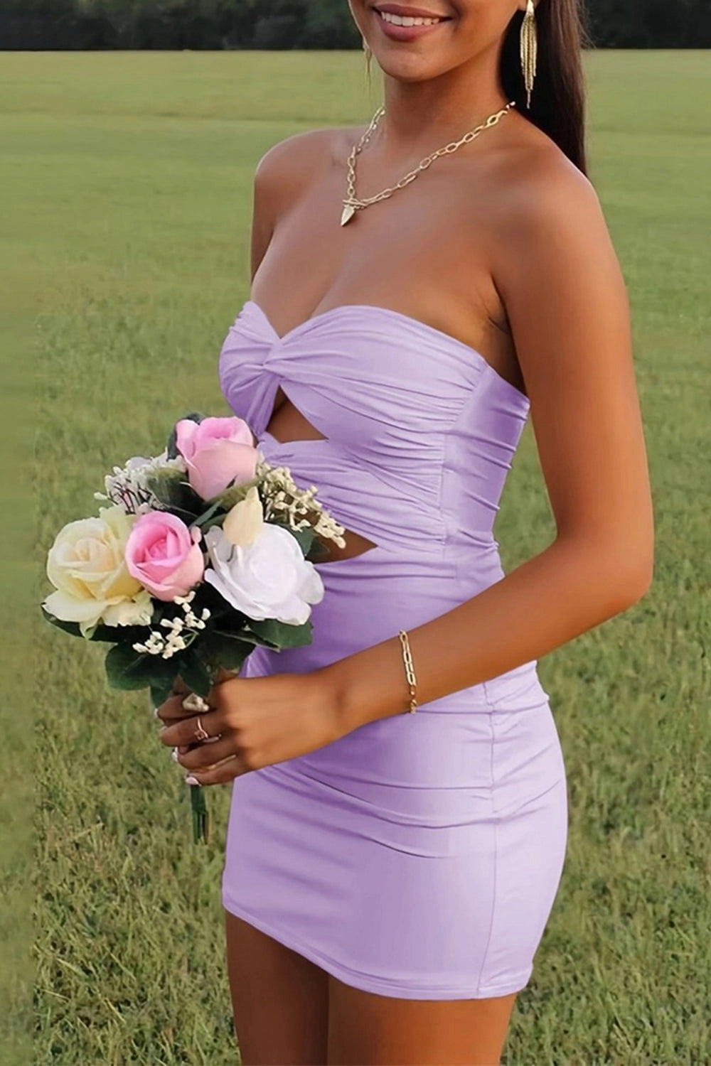 Bodycon Sweetheart Cutout Ruched Mini Party Dress Short Homecoming Dress