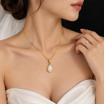 Gold-Tone Teardrop Pearl Pendant Necklace