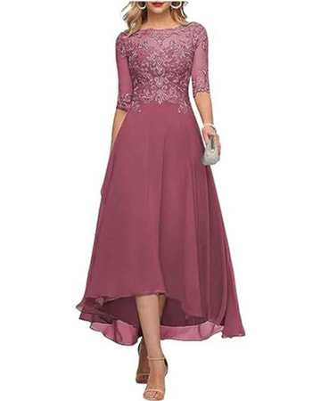 Elegant Chiffon A-Line Formal Evening Dress with Lace-Up Back for Wedding Guests, Mother of the Bride