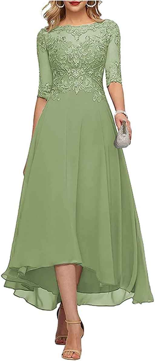 Elegant Chiffon A-Line Formal Evening Dress with Lace-Up Back for Wedding Guests, Mother of the Bride