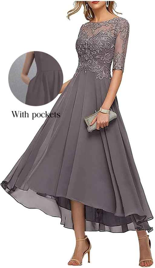 Elegant Chiffon A-Line Formal Evening Dress with Lace-Up Back for Wedding Guests, Mother of the Bride