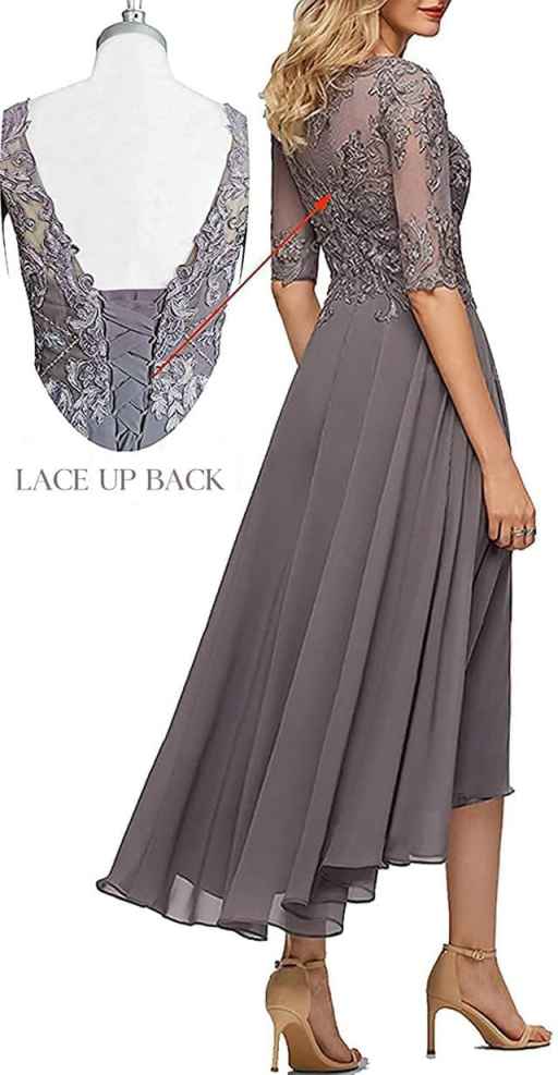 Elegant Chiffon A-Line Formal Evening Dress with Lace-Up Back for Wedding Guests, Mother of the Bride