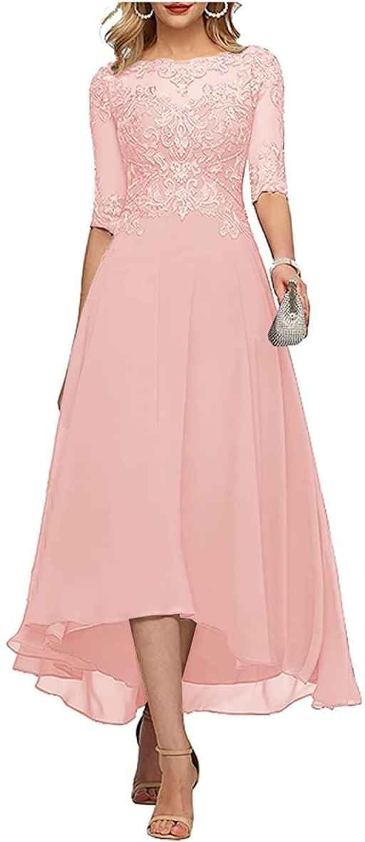 Elegant Chiffon A-Line Formal Evening Dress with Lace-Up Back for Wedding Guests, Mother of the Bride