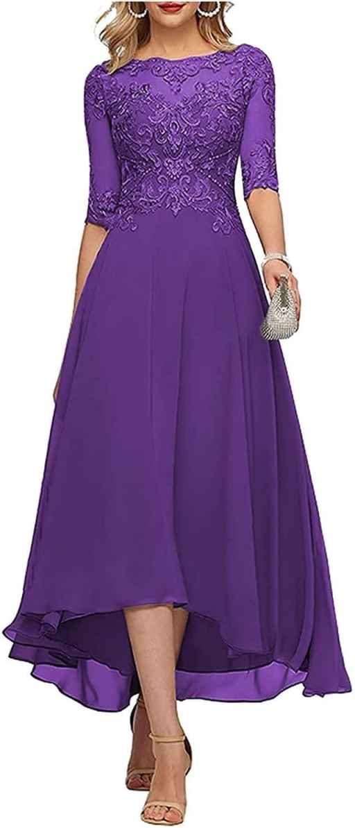 Elegant Chiffon A-Line Formal Evening Dress with Lace-Up Back for Wedding Guests, Mother of the Bride