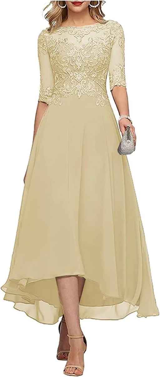 Elegant Chiffon A-Line Formal Evening Dress with Lace-Up Back for Wedding Guests, Mother of the Bride
