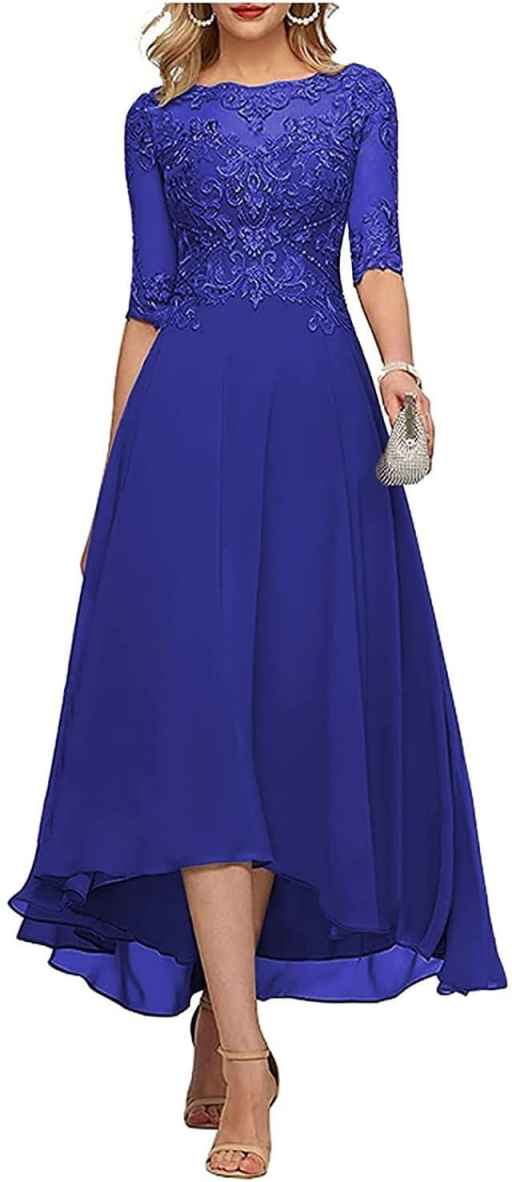 Elegant Chiffon A-Line Formal Evening Dress with Lace-Up Back for Wedding Guests, Mother of the Bride
