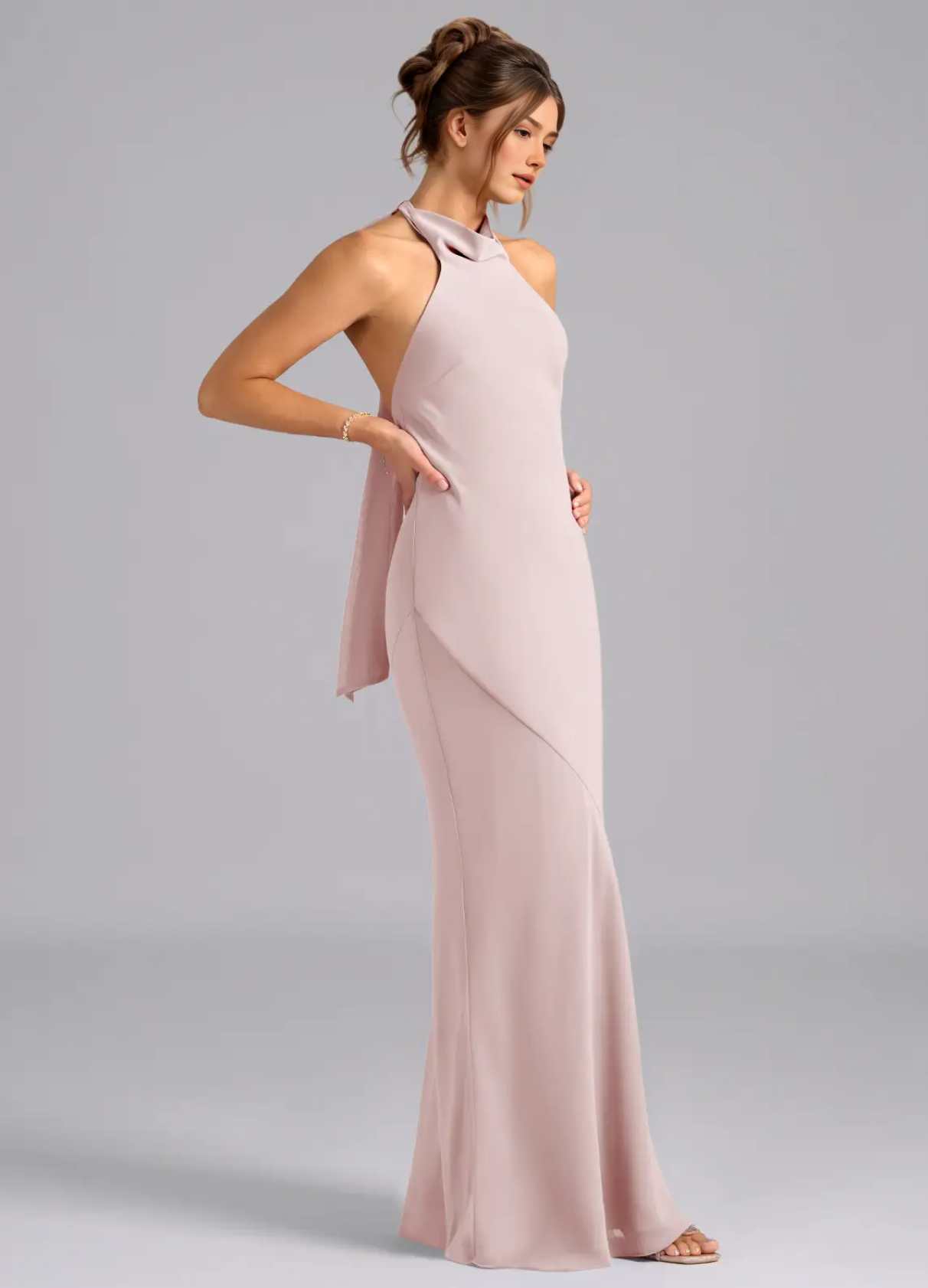 Women's Sheath Mermaid High Neck Chiffon Dress Party Wedding Guest Dresses Bridesmaid Dresses