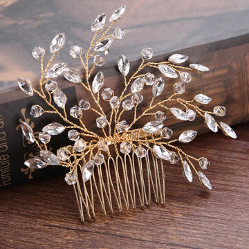 Gold-Tone Crystal Branch Bridal Hair Comb