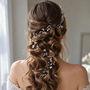 Gold-Tone Pearl and Crystal Bridal Hair Vine