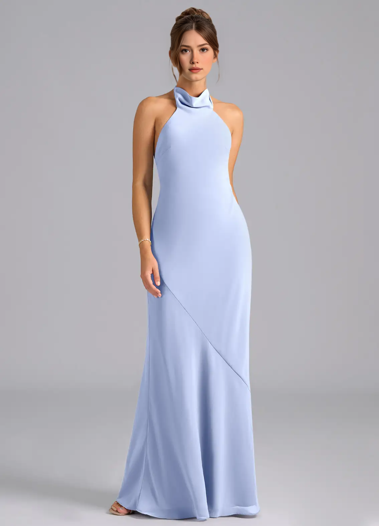 Women's Sheath Mermaid High Neck Chiffon Dress Party Wedding Guest Dresses Bridesmaid Dresses