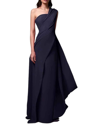 One-Shoulder Draped Maxi Evening Dress - Elegant Floor-Length Formal Gown for Galas & Black-Tie Events