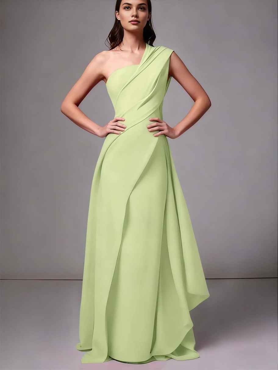 One-Shoulder Draped Maxi Evening Dress - Elegant Floor-Length Formal Gown for Galas & Black-Tie Events