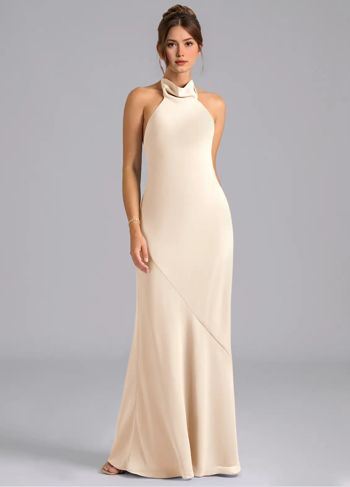 Women's Sheath Mermaid High Neck Chiffon Dress Party Wedding Guest Dresses Bridesmaid Dresses
