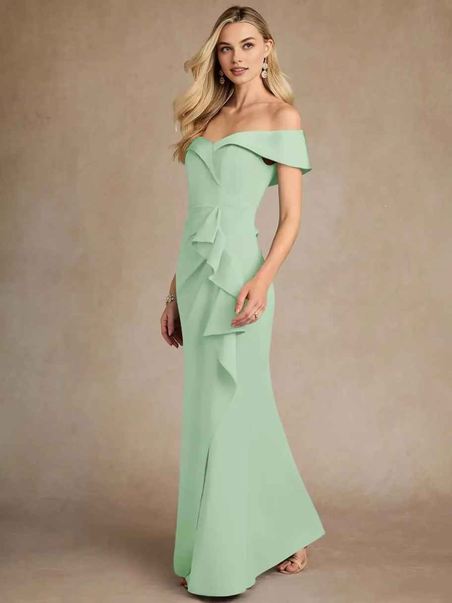 Off-the-Shoulder Ruffle Mermaid Evening Gown | Formal Maxi Dress for Wedding Guest, Prom & Gala