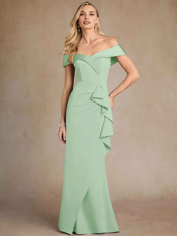 Off-the-Shoulder Ruffle Mermaid Evening Gown | Formal Maxi Dress for Wedding Guest, Prom & Gala