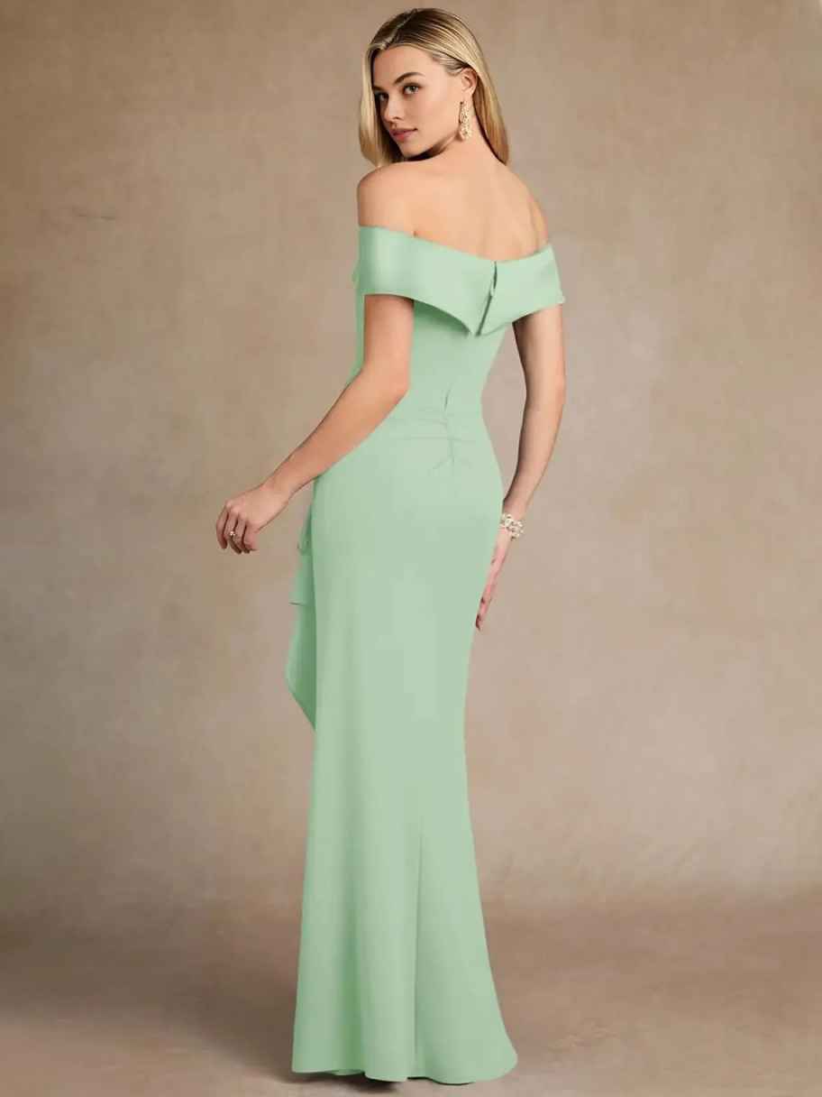 Off-the-Shoulder Ruffle Mermaid Evening Gown | Formal Maxi Dress for Wedding Guest, Prom & Gala