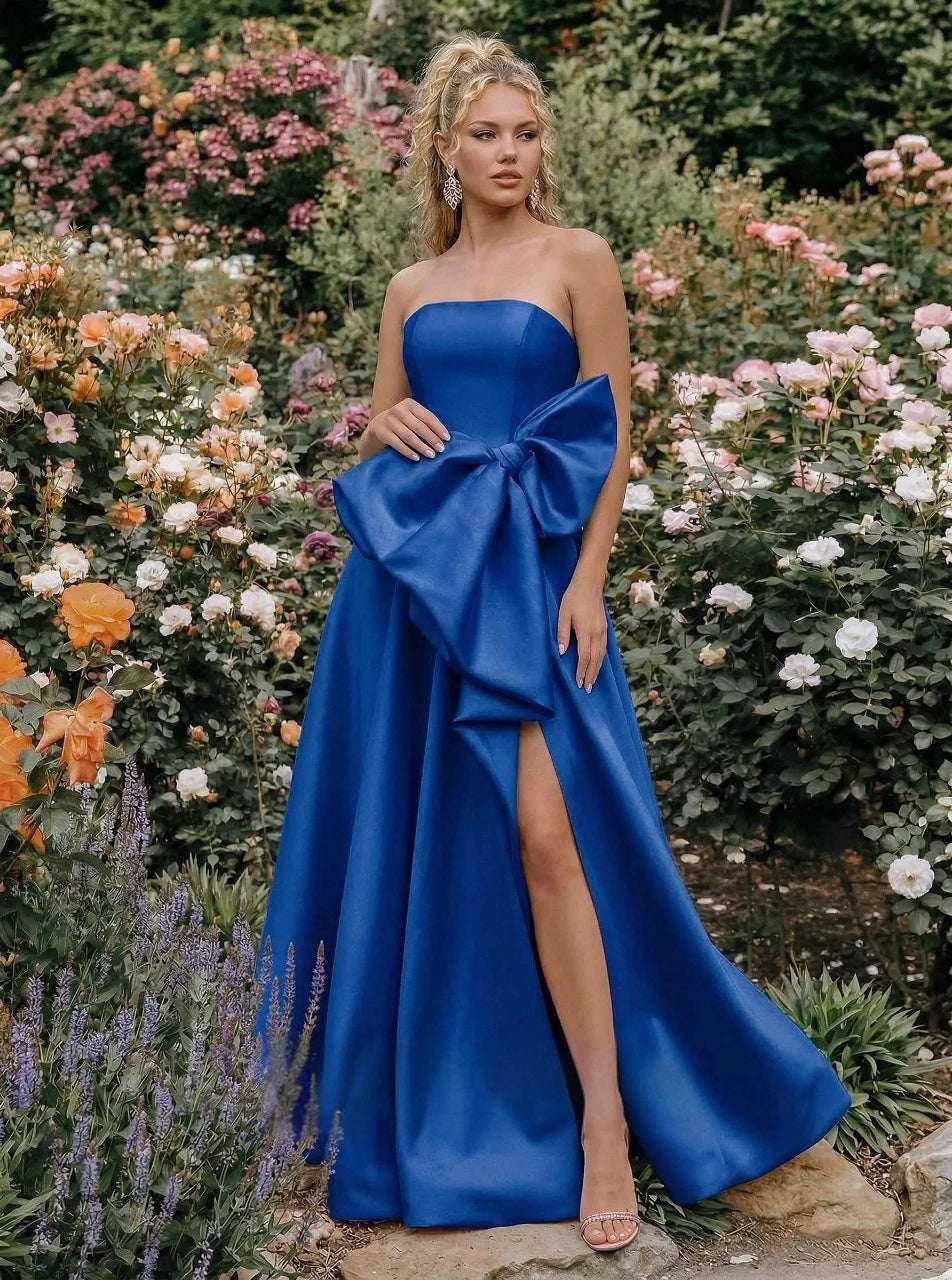 Chic A-Line Strapless Sleeveless Zip Back Floor-Length Prom Dress