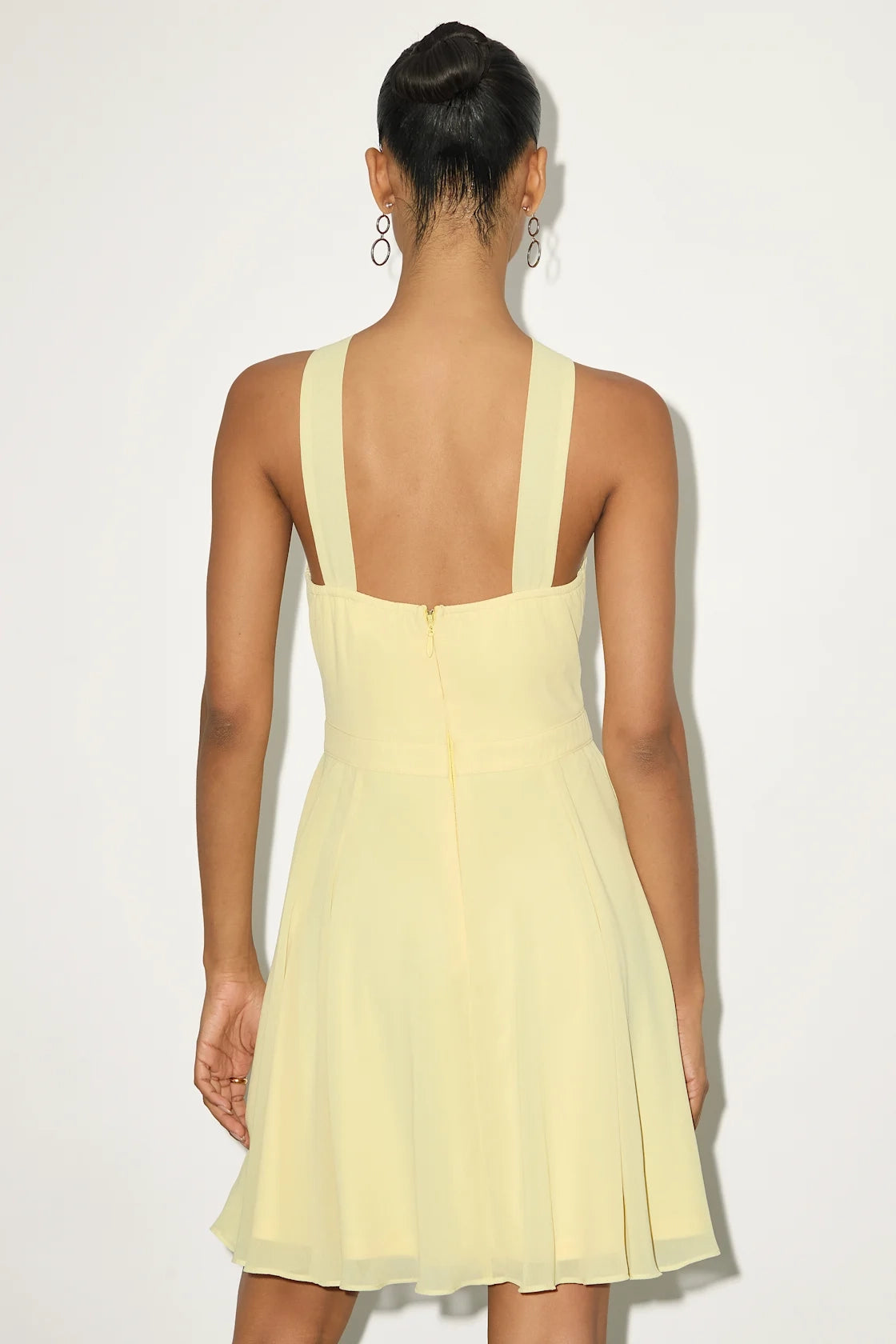 Floral A Line Halter Wide Strap Open Back Mini Homecoming Dress