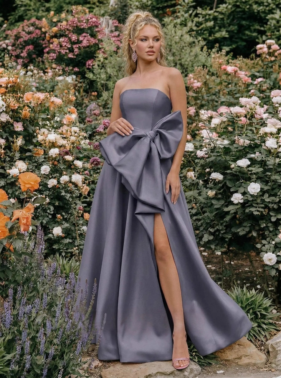 Chic A-Line Strapless Sleeveless Zip Back Floor-Length Prom Dress
