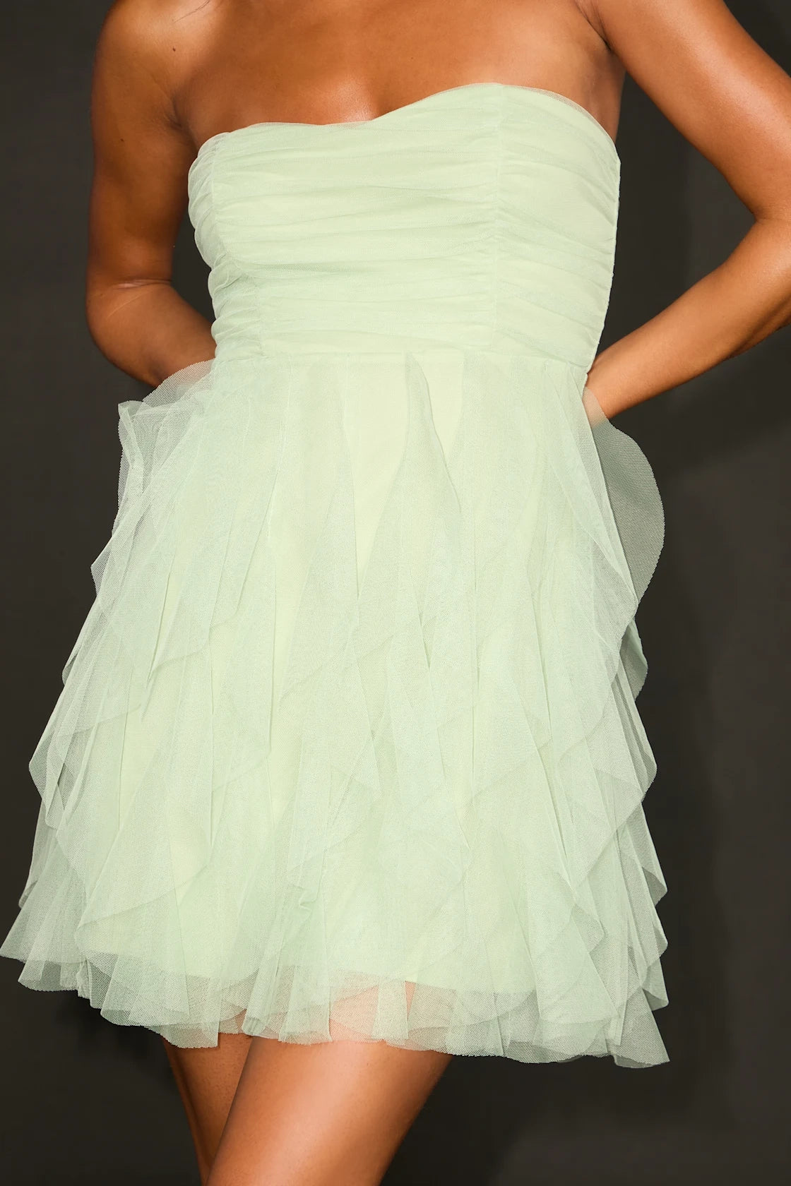 Purple Ruffle Tulle A Line Strapless Zip Back Mini Homecoming Dress