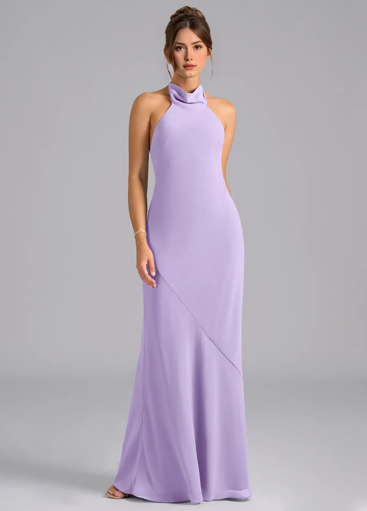 Women's Sheath Mermaid High Neck Chiffon Dress Party Wedding Guest Dresses Bridesmaid Dresses
