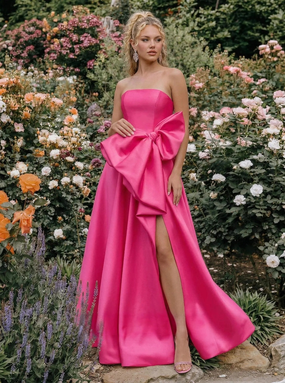 Chic A-Line Strapless Sleeveless Zip Back Floor-Length Prom Dress
