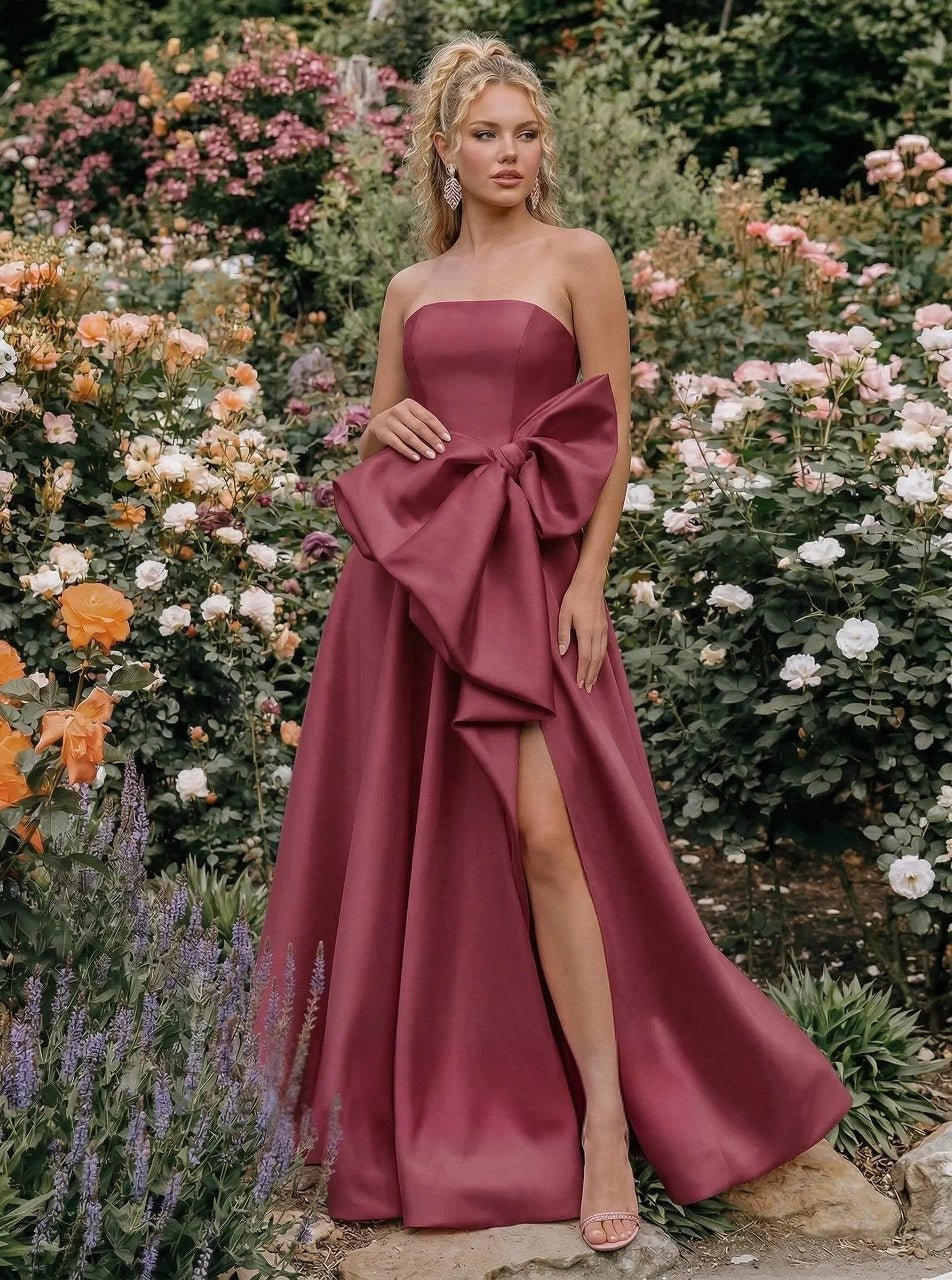 Chic A-Line Strapless Sleeveless Zip Back Floor-Length Prom Dress