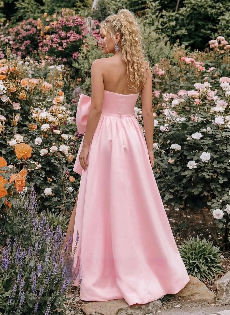 Chic A-Line Strapless Sleeveless Zip Back Floor-Length Prom Dress