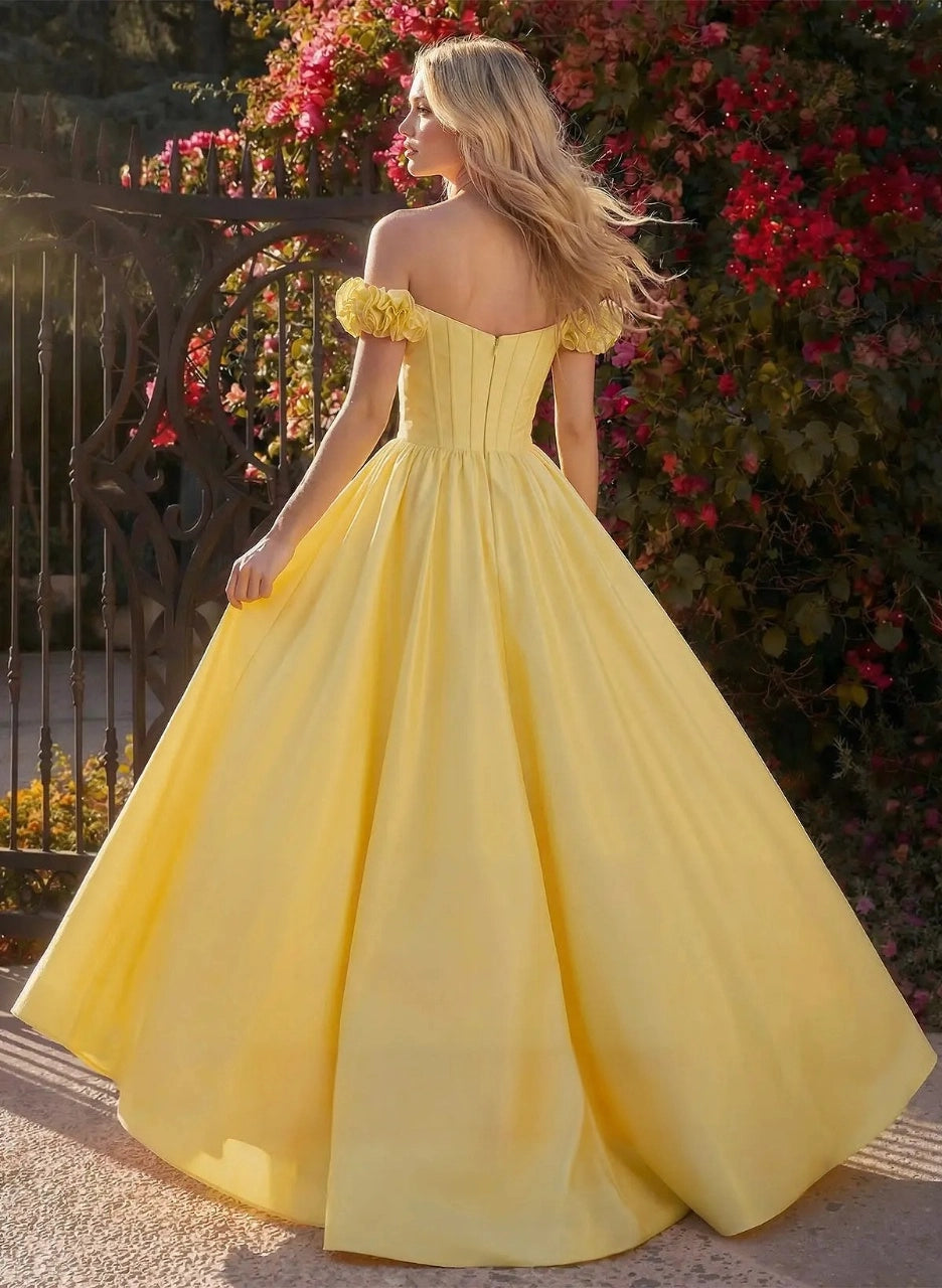 Radiant Ball Gown Off-Shoulder Sleeveless Straight Back Floor-Length Prom Dress