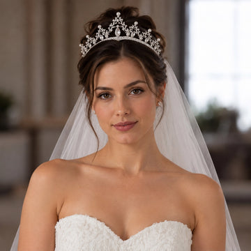 Silver-Tone Pearl and Crystal Bridal Tiara